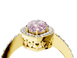 Yellow gold Fancy Pink Marquise  Halo Diamond Pavé Band Ring with Prong Setting_24
