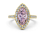 Yellow gold Fancy Pink Marquise  Halo Diamond Pavé Solitaire Ring_91