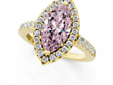 Yellow gold Fancy Pink Marquise  Halo Diamond Pavé Solitaire Ring_92