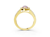 Yellow gold Fancy Pink Marquise  Halo Diamond Pavé Solitaire Ring_94