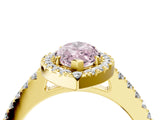 Yellow gold Fancy Pink Marquise  Halo Diamond Pavé Solitaire Ring_95