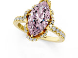 Yellow gold Fancy Pink Marquise  Halo Diamond Pave Band Ring with Four-Prong Setting_16