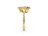 Yellow gold Fancy Pink Marquise  Halo Diamond Pave Band Ring with Four-Prong Setting_17