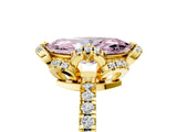Yellow gold Fancy Pink Marquise  Halo Diamond Pave Band Ring with Four-Prong Setting_20