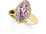 Yellow gold Fancy Pink Marquise  Halo Diamond Ring with Cathedral Band and Four-Prong Setting_49