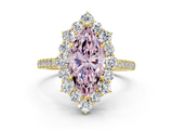 Yellow gold Fancy Pink Marquise  Halo Diamond Ring with Pavé Band and Prong Setting_37