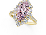 Yellow gold Fancy Pink Marquise  Halo Diamond Ring with Pavé Band and Prong Setting_38