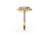 Yellow gold Fancy Pink Marquise  Halo Diamond Ring with Pavé Band and Prong Setting_39