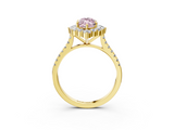 Yellow gold Fancy Pink Marquise  Halo Diamond Ring with Pavé Band and Prong Setting_40