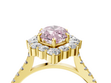 Yellow gold Fancy Pink Marquise  Halo Diamond Ring with Pavé Band and Prong Setting_41