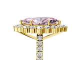 Yellow gold Fancy Pink Marquise  Halo Diamond Ring with Pavé Band and Prong Setting_42