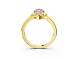 Yellow gold Fancy Pink Marquise  Halo Diamond Ring with Round Cluster Setting, Solitaire Band, and Four-Prong Setting_40