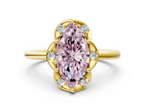 Yellow gold Fancy Pink Marquise  Halo Diamond Ring with Round Cluster Setting, Solitaire Band, and Four-Prong Setting_49