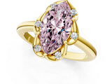 Yellow gold Fancy Pink Marquise  Halo Diamond Ring with Round Cluster Setting, Solitaire Band, and Four-Prong Setting_50