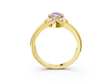 Yellow gold Fancy Pink Marquise  Halo Diamond Ring with Round Cluster Setting, Solitaire Band, and Four-Prong Setting_52