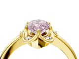 Yellow gold Fancy Pink Marquise  Halo Diamond Ring with Round Cluster Setting, Solitaire Band, and Four-Prong Setting_53
