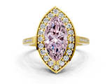 Yellow gold Fancy Pink Marquise  Halo Diamond Ring with Split Shank and Four-Prong Setting_22