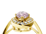 Yellow gold Fancy Pink Marquise  Halo Diamond Ring with Split Shank and Four-Prong Setting_26