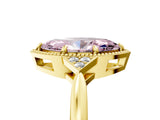 Yellow gold Fancy Pink Marquise  Halo Diamond Ring with Tapered Band and Four-Prong Setting_12