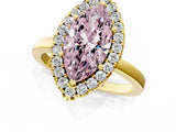 Yellow gold Fancy Pink Marquise  Halo Diamond Solitaire with Pavé Band and Four-Prong Setting_72