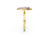 Yellow gold Fancy Pink Marquise  Halo Diamond Solitaire with Pavé Band and Four-Prong Setting_73