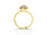 Yellow gold Fancy Pink Marquise  Halo Diamond Solitaire with Pavé Band and Four-Prong Setting_74