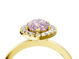 Yellow gold Fancy Pink Marquise  Halo Diamond Solitaire with Pavé Band and Four-Prong Setting_75