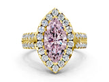 Yellow gold Fancy Pink Marquise  Halo Diamond Split Shank Engagement Ring with Prong Setting_25