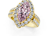 Yellow gold Fancy Pink Marquise  Halo Diamond Split Shank Engagement Ring with Prong Setting_26
