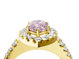 Yellow gold Fancy Pink Marquise  Halo Diamond Split Shank Engagement Ring with Prong Setting_29