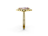 Yellow gold Fancy Pink Marquise  Halo Milgrain Pave Diamond Ring with Four-Prong Setting 3