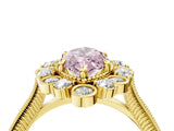 Yellow gold Fancy Pink Marquise  Halo Milgrain Pave Diamond Ring with Four-Prong Setting 5
