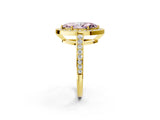 Yellow gold Fancy Pink Marquise  Halo Pavé Diamond Engagement Ring with Bezel Setting_39