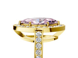 Yellow gold Fancy Pink Marquise  Halo Pavé Diamond Engagement Ring with Bezel Setting_42