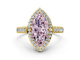 Yellow gold Fancy Pink Marquise  Halo Pavé Diamond Engagement Ring with Four-Prong Setting_27