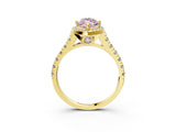 Yellow gold Fancy Pink Marquise  Halo Pavé Diamond Engagement Ring with Four-Prong Setting_30