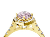 Yellow gold Fancy Pink Marquise  Halo Pavé Diamond Engagement Ring with Four-Prong Setting_31