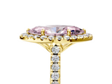 Yellow gold Fancy Pink Marquise  Halo Pavé Diamond Engagement Ring with Four-Prong Setting_8