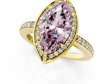Yellow gold Fancy Pink Marquise  Halo Pave Band Solitaire Ring with Prong Setting_66