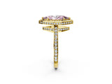 Yellow gold Fancy Pink Marquise  Halo Pave Band Solitaire Ring with Prong Setting_67