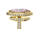 Yellow gold Fancy Pink Marquise  Halo Pave Band Solitaire Ring with Prong Setting_70