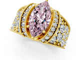 Yellow gold Fancy Pink Marquise  Halo Pave Diamond Engagement Ring with Milgrain Detailing_50