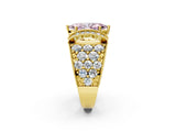 Yellow gold Fancy Pink Marquise  Halo Pave Diamond Engagement Ring with Milgrain Detailing_51