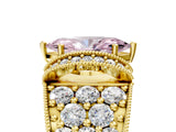 Yellow gold Fancy Pink Marquise  Halo Pave Diamond Engagement Ring with Milgrain Detailing_54