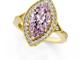 Yellow gold Fancy Pink Marquise  Halo Round Diamond Milgrain Pave Engagement Ring_4