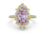 Yellow gold Fancy Pink Marquise  Halo Round Diamond Pave Band with Four-Prong Setting_38