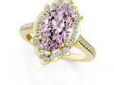 Yellow gold Fancy Pink Marquise  Halo Round Diamond Pave Band with Four-Prong Setting_39