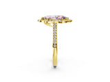 Yellow gold Fancy Pink Marquise  Halo Round Diamond Pave Band with Four-Prong Setting_40