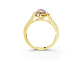 Yellow gold Fancy Pink Marquise  Halo Round Diamond Pave Band with Four-Prong Setting_41