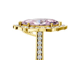 Yellow gold Fancy Pink Marquise  Halo Round Diamond Pave Band with Four-Prong Setting_43